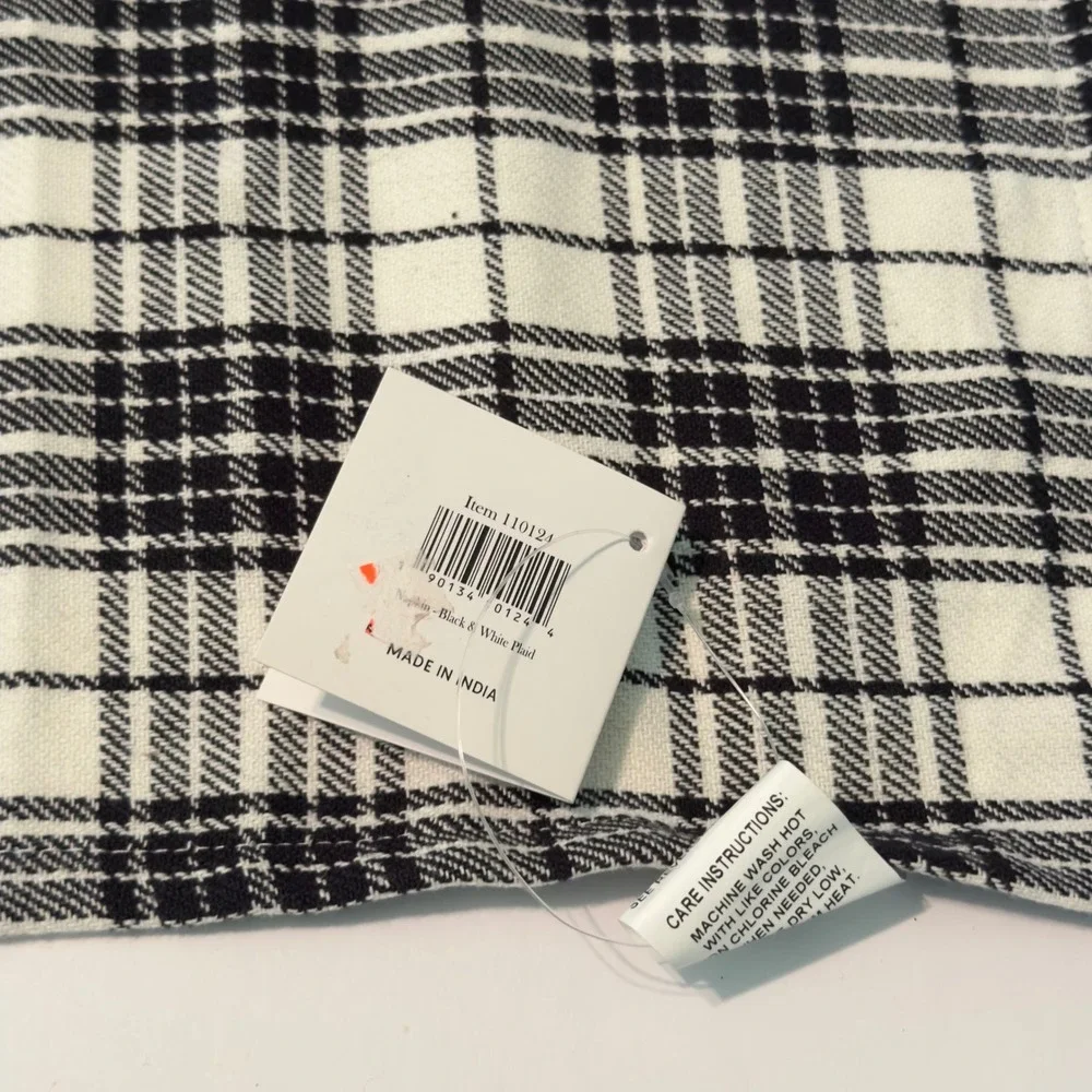 Primitives by Kathy Black White Plaid Cotton Napkins Set of 4 Farmhouse Decor